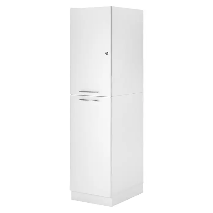 Respekta Waschmaschinenschrank Clara - L x B: 67,6 x 167,4 cm, Weiß, Mit 2 x Waschmaschinenschrank, Wäscheschrank & Hochschrank - Hier ist ein hochformatiger, weißer Büroschrank mit abschließbarer Tür und Schubladen. Ideal für die Organisation von Dokumenten und Büromaterialien.