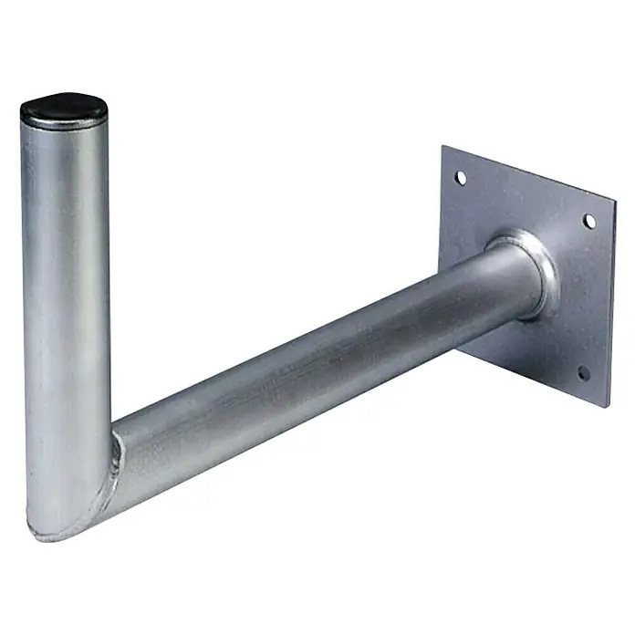 Hama Wandhalterung - Aluminium, Wandabstand: 45 cm - Nahaufnahme einer verzinkten L-förmigen Halterung mit quadratischer Montageplatte. Ideal für die sichere Befestigung von Geräten.