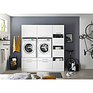 Respekta Waschmaschinenschrank Clara (L x B: 67,6 x 184,8 cm, Weiß, Mit zwei Waschmaschinenschränken & Wäscheschrank)