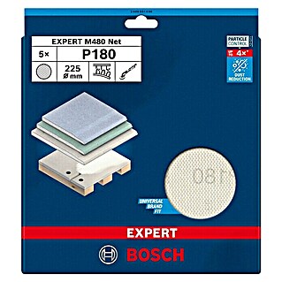 Bosch Expert Schleifgitter-Set M480 (Körnung: 180, Durchmesser: 225 mm, 5 Stk.)