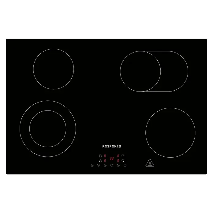 Respekta Premium Composición de cocina Gabriel - Ancho: 320 cm, Antracita, Con electrodomésticos - Placa de cocina negra de Respekta con cuatro zonas de cocción y pantalla digital para una cocción precisa.