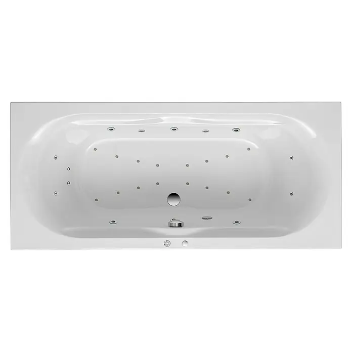 Ottofond Whirlpool Bali - 180 x 80 cm, Sanitäracryl, Weiß, Exklusiv - Eine rechteckige Badewanne mit Whirlpool-Funktion, ausgestattet mit zahlreichen Düsen für ein entspannendes Badeerlebnis. Die glatte Oberfläche lädt zum Verweilen ein.