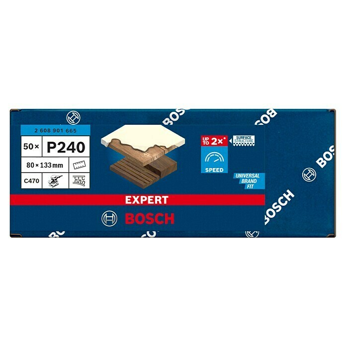 Bosch Expert Schleifpapier C470 (L x B: 133 x 80 mm, Körnung: 240, 50 Stk.) | BAUHAUS