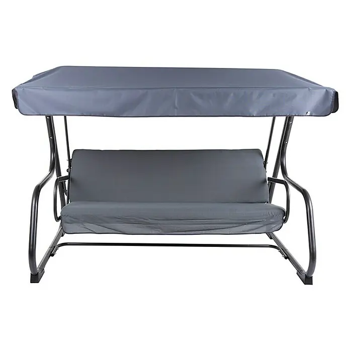 H.G. Hollywoodschaukel Parma - L x B x H: 209 x 132 x 171 cm, Anthrazit, Max. Personenzahl: 4 - Eine graue Hollywoodschaukel mit Überdachung und Sitzkissen für den Garten oder die Terrasse. Perfekt zum Entspannen im Freien.