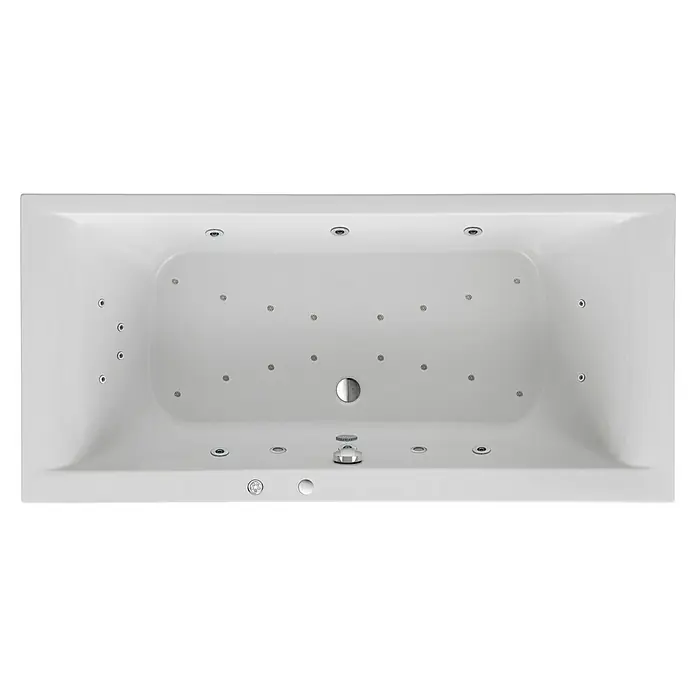 Ottofond Whirlpool Palermo - 180 x 80 cm, Sanitäracryl, Weiß, Exklusiv - Das Bild zeigt einen Whirlpool mit zahlreichen Düsen, der Entspannung und Luxus verspricht. Die klare Form und die Anordnung laden zum Verweilen ein.