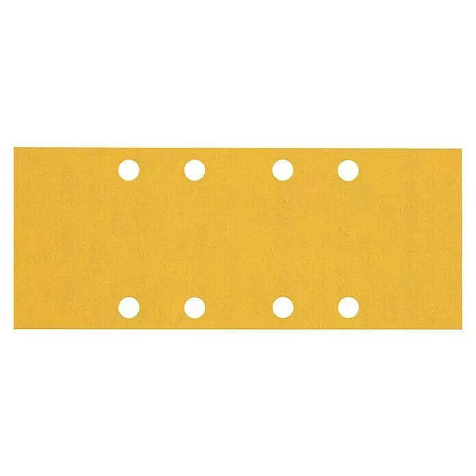 Bosch Expert Schleifpapier C470 - L x B: 133 x 80 mm, Körnung: 240, 50 Stk. - Gelber strukturierter Streifen mit acht runden Lochungen.