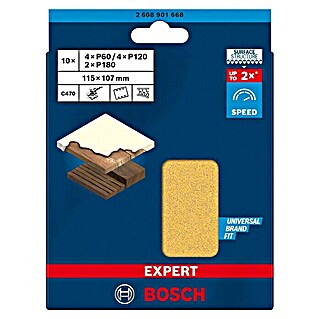 Bosch Expert Schleifblätter-Set C470 (L x B: 115 x 107 mm, 10 -tlg.)