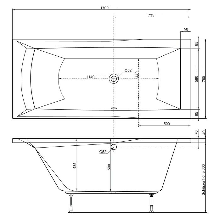 Ottofond Whirlpool Tacoma (170 x 75 cm, Sanitäracryl, Weiß, Premium) | BAUHAUS