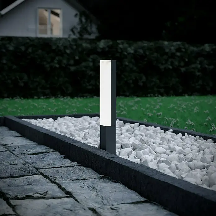 Starlux Laholm Sobremuro exterior - 8 W, Color del marco: Gris oscuro, Blanco cálido, 7 x 5,2 x 50 cm, Con bombillas - Lámpara de jardín de diseño minimalista que añade un toque moderno, mejorando el espacio exterior.