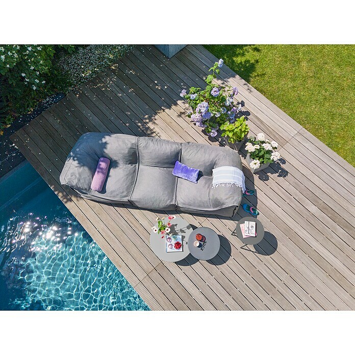 Sunfun Loungemöbel-Set modular mit Beistelltisch Envy (6 -tlg., Grau/Schwarz, 2 Ecken; 1 Mitte; 3 Tische) | BAUHAUS