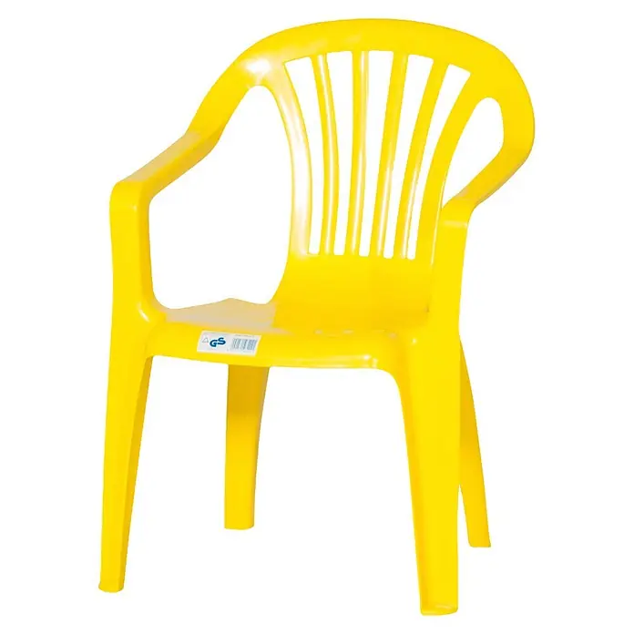 Progarden Kinder-Gartenstuhl Camelia - Stapelbar, Gelb, B x T x H: 38 x 38 x 52 cm - Gelber Plastikstuhl mit Armlehnen, ideal für den Garten oder den Innenbereich. Robust und leicht zu reinigen.