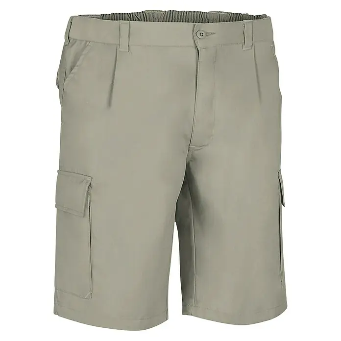 Pantalones cortos de trabajo para hombre Desert - M, Beige - Estos son pantalones cortos cargo color caqui con cinturilla elástica y cierre de botón. Los pantalones cortos tienen un bolsillo cargo en cada lado.