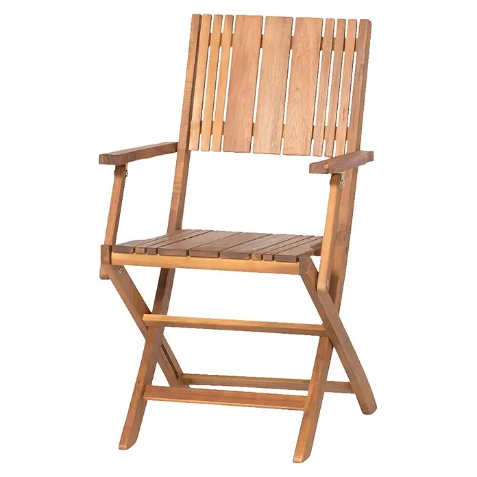 Siena Garden Falun Gartenstuhl - Akazie, Klappbar, Natur, B x T x H: 50,5 x 55 x 88,5 cm - Dieser aus Holz gefertigte Gartenstuhl mit Armlehnen bietet eine stilvolle Sitzgelegenheit im Freien. Seine klappbare Bauweise erleichtert die Lagerung.
