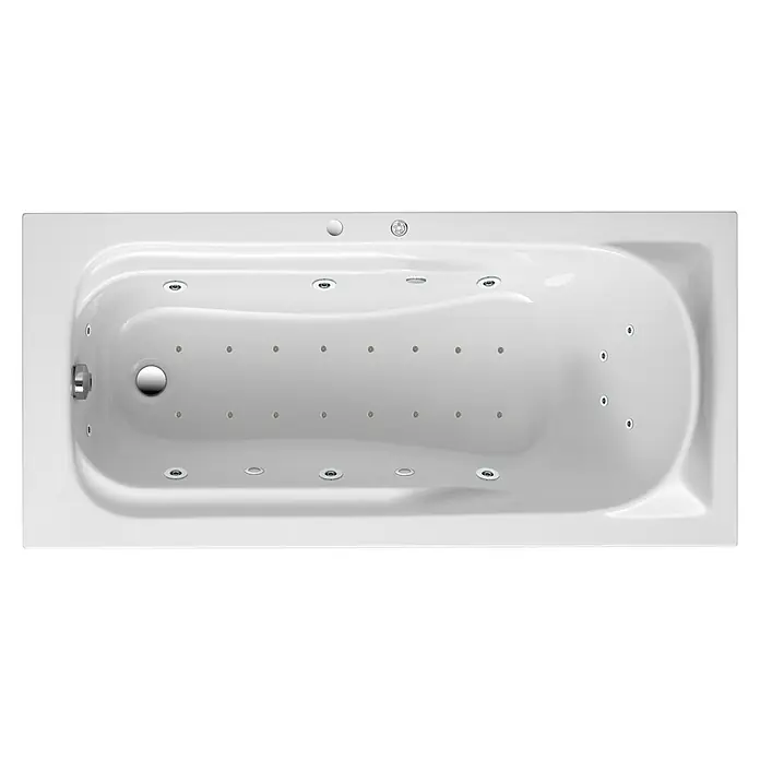 Ottofond Whirlpool Suez - 170 x 80 cm, Sanitäracryl, Weiß, Exklusiv - Innenansicht einer weißen Whirlpool-Badewanne mit Düsen, die für Entspannung sorgen und das Badeerlebnis aufwerten.