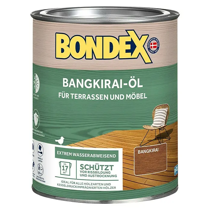 Bondex Bangkirai-Öl - 750 ml, Matt - Dose Bondex Bangkirai-Öl für Terrassen und Möbel, extrem wasserabweisend, schützt vor Rissbildung und Austrocknung.