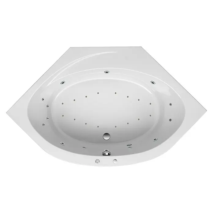 Ottofond Whirlpool Almeria - 150 x 150 cm, Sanitäracryl, Weiß, Exklusiv - Eckbadewanne mit Whirlpool-Funktion. Das weiße Design und die eingelassenen Düsen laden zum Entspannen ein.