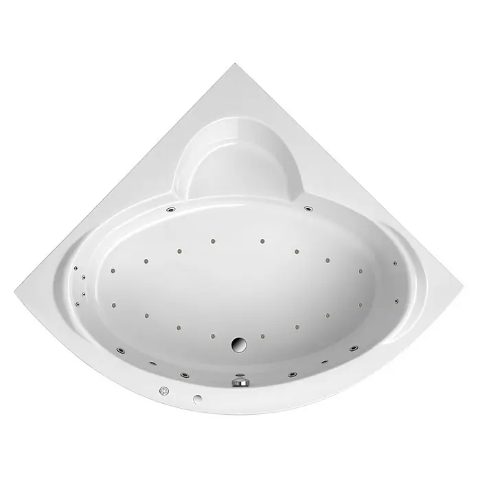 Ottofond Whirlpool Piräus - 151 x 151 cm, Sanitäracryl, Weiß, Exklusiv - Eckbadewanne mit Whirlpool-Funktion. Das moderne Design und die integrierten Düsen laden zum Entspannen ein. Die Wanne ist weiß und glänzend.