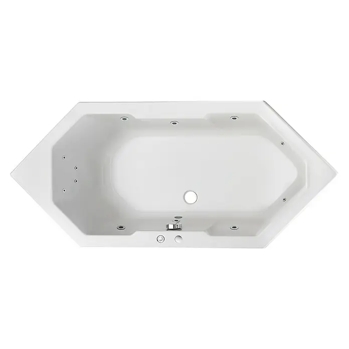 Ottofond Whirlpool Nevada - 180 x 80 cm, Sanitäracryl, Weiß, Komfort - Ein Whirlpool in Weiß mit Düsen und einem mittigen Abfluss. Die Form ist besonders und modern.