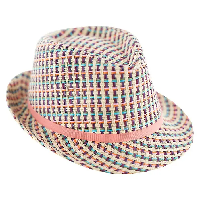 Sonnenhut Sanne - Bunt, Geeignet für: Kinder - Stylischer Strohhut mit farbenfrohem Muster und rosa Band für einen modischen Look. Perfekt für sonnige Tage.