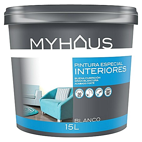 Pintura para paredes MyHaus (Blanco, Mate, 15 l)