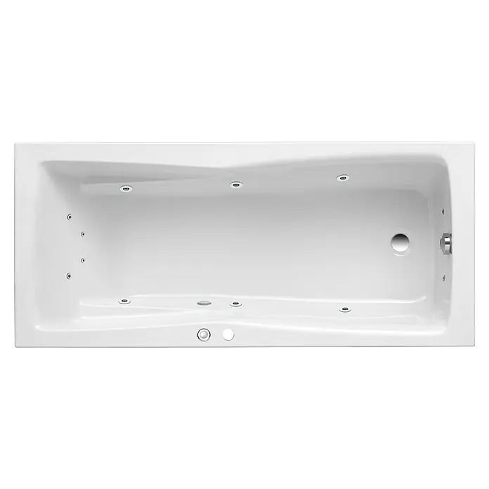 Ottofond Whirlpool Santos190 x 90 cm, Sanitäracryl, Weiß, Komfort - Nahaufnahme einer weißen Badewanne mit Whirlpool-Funktion, die Entspannung und Luxus für Ihr Badezimmer bietet.