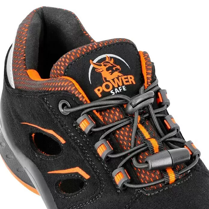 Sicherheitshalbschuh Tony - 42, Schutzklasse nach EN ISO 20345: S1P, Schwarz, Orange - Detailaufnahme