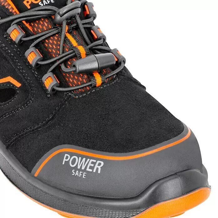 Sicherheitshalbschuh Tony - 42, Schutzklasse nach EN ISO 20345: S1P, Schwarz, Orange - Detailaufnahme