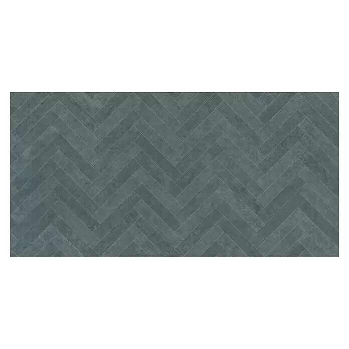Beauflor PVC-Boden Meterware Calypso - Sonstige, Breite: 400 cm, Dunkelgrau - Dunkelgraue Fliesen in Fischgrätmuster mit Betonoptik.