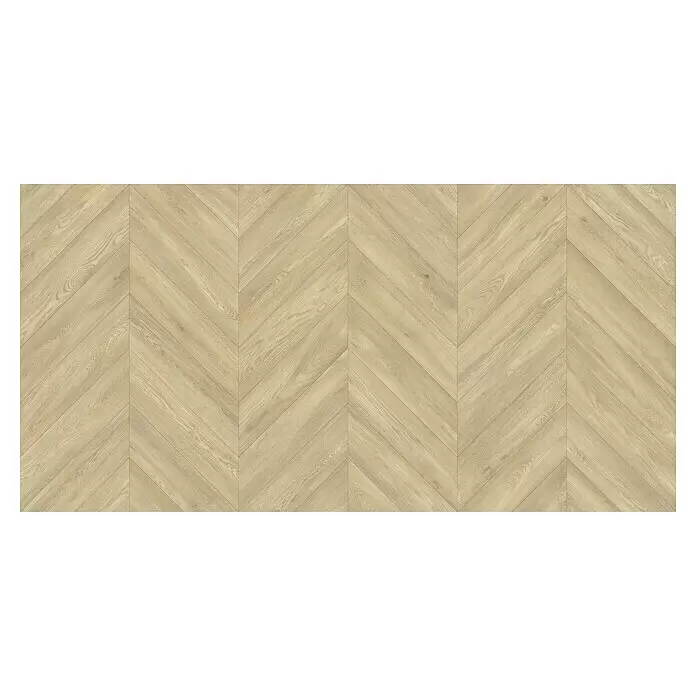 Beauflor PVC-Boden Meterware Calypso - 400 cm, Braun - Heller Holzfußboden im Chevron-Muster.