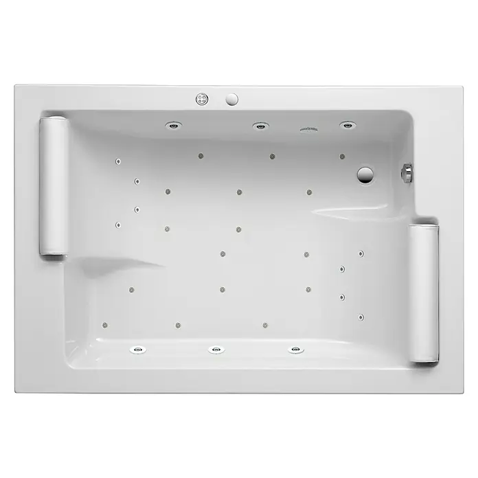 Ottofond Whirlpool Ontario - 195 x 135 cm, Sanitäracryl, Weiß, Premium - Weisse Badewanne mit Whirlpool-Funktion, ausgestattet mit Düsen und Kopfstützen für ein entspannendes Badeerlebnis.