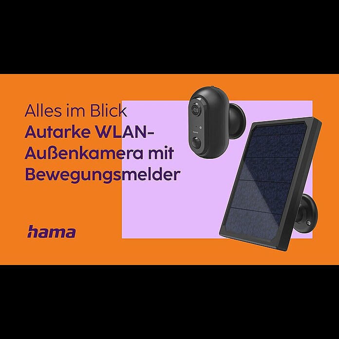 Hama Akku-Überwachungskamera WLAN mit Akku & Solar (1.920 x 1.080 Pixel (Full HD), Schwarz) | BAUHAUS