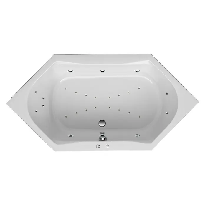 Ottofond Whirlpool Grenada200 x 100 cm, Sanitäracryl, Weiß, Premium - Ein luxuriöser, achteckiger Whirlpool mit zahlreichen Düsen für ein entspannendes Badeerlebnis. Perfekt für jedes Badezimmer.