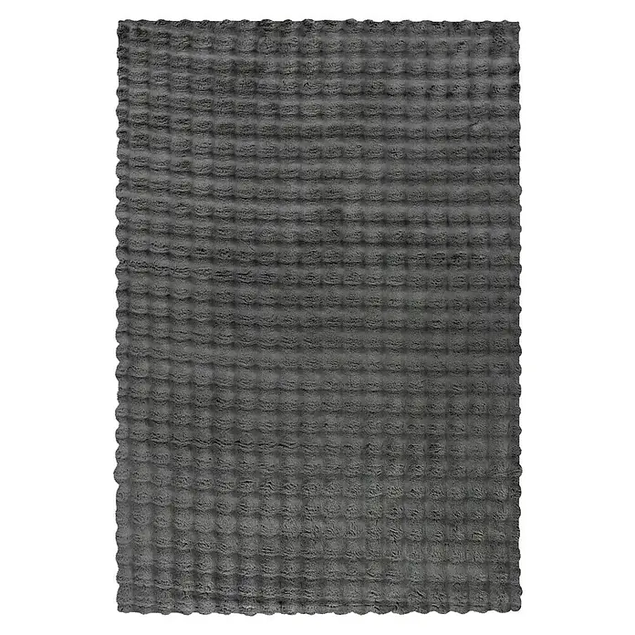 Hochflorteppich Harmony - Graphite, 170 x 120 cm, 100 % Polyester (Flor) - Graues Waffelgewebe mit gleichmäßigem Muster, ideal für Geschirrtücher oder Textilien, die eine hohe Saugfähigkeit benötigen.