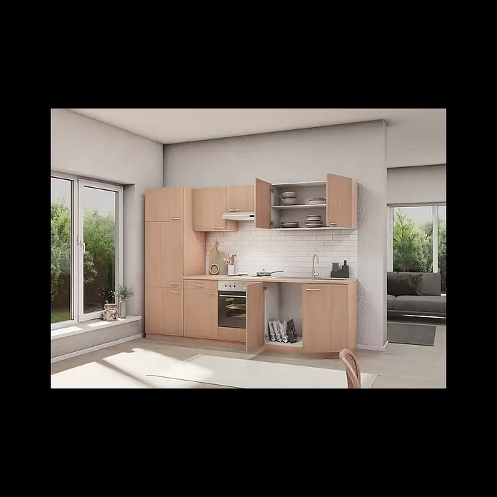 Respekta Küchenzeile Gerda - Breite: 270 cm, Grau, Mit Elektrogeräten, Volumen Backofen: 72 l - KB270B Video
