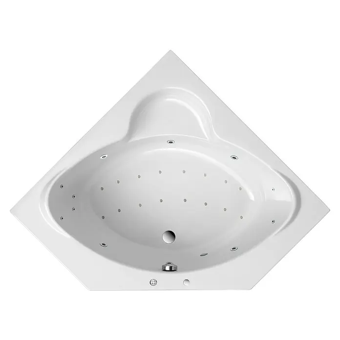 Ottofond Whirlpool Agadir - 125 x 125 cm, Sanitäracryl, Weiß, Premium - Elegante, weiße Eckbadewanne mit Whirlpoolfunktion. Ideal für entspannende Momente im Badezimmer.