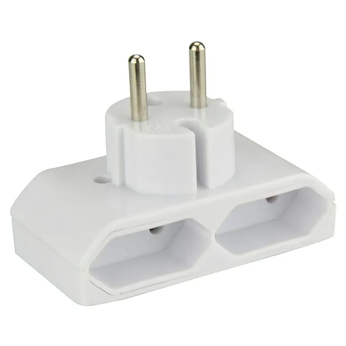 UniTEC Euro-Adapter - 1.250 W - Weißer Schutzkontakt-Steckdosenadapter mit zwei Buchsen für den gleichzeitigen Anschluss mehrerer Geräte an einer einzigen Steckdose.