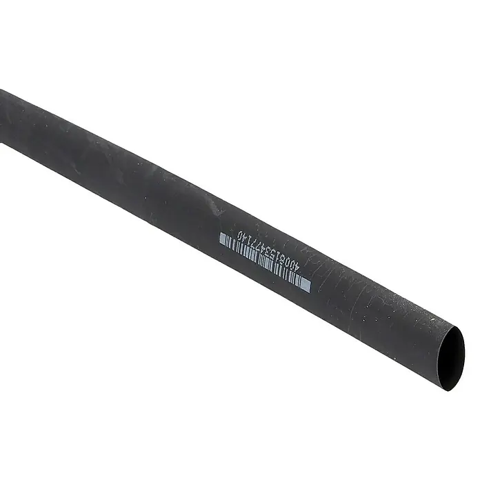 Schrumpfschlauch - 12 mm - 4 mm, Schwarz, Schrumpfrate: 3:1 - Schwarzer Schlauch mit aufgedruckter Kennzeichnung, ideal für industrielle Anwendungen und präzise Installationen.
