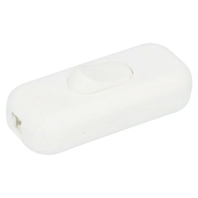 Schnurzwischenschalter - Weiß, Polanzahl: 1 Stk., 2 A, 250 V - Nahaufnahme eines weißen Schnurschalters, ein typisches Zubehör für Lampen, das elegant und funktional ist.