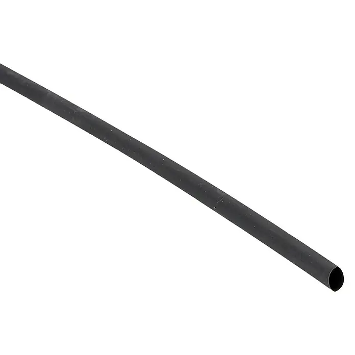 Schrumpfschlauch - 6 mm - 2 mm, Schwarz, Schrumpfrate: 3:1 - Ein Detailaufnahme eines schwarzen Schrumpfschlauchs, der zur elektrischen Isolierung und zum Schutz von Kabeln verwendet wird.