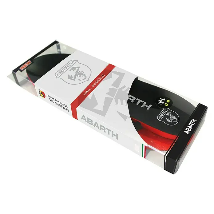 Abarth Plantilla de calzado - Talla de pie: 41 - Plantilla de gel Abarth empaquetada para mayor comodidad y rendimiento, con logo e información de la talla.