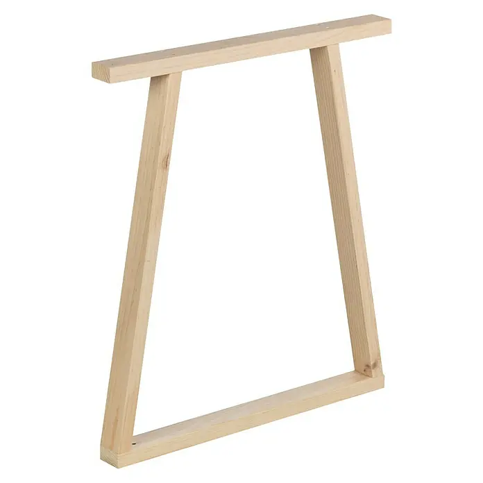 Astigarraga Pata para muebles Bok - L x An x Al: 5,8 x 64 x 75 cm, Natural, 4 posiciones - Primer plano de un marco de madera clara, destacando la construcción simple y la veta natural de la madera.