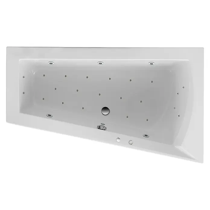 Ottofond Whirlpool Cebu 1 - 170 x 100 cm, Sanitäracryl, Weiß, Premium, Rechtsseitig - Ein rechteckiger Whirlpool in Weiß, der für Entspannung und Wellness konzipiert wurde, mit mehreren Düsen für ein angenehmes Massageerlebnis.