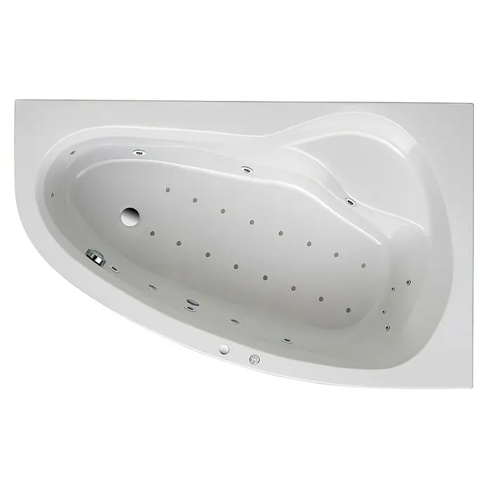 Ottofond Whirlpool Mauritius - 175 x 110 cm, Sanitäracryl, Weiß, Exklusiv, Rechtsseitig - Weisse Eckbadewanne mit Whirlpool-Düsen für entspannende Momente. Luxuriöse Badewanne für Ihr Badezimmer.