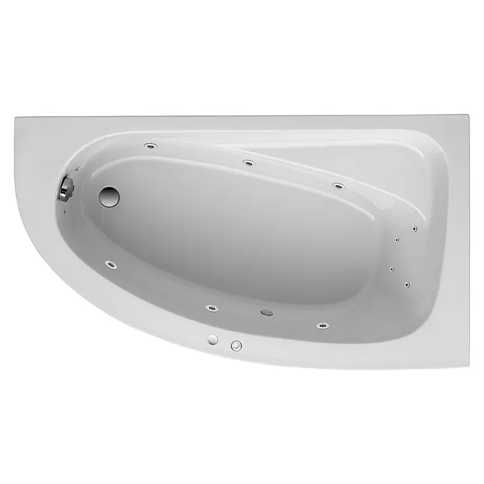Ottofond Whirlpool Balaton - 160 x 90 cm, Sanitäracryl, Weiß, Komfort, Rechtsseitig - Eine elegante, moderne Eckbadewanne mit Whirlpoolfunktion, die Entspannung und Stil in Ihr Badezimmer bringt.