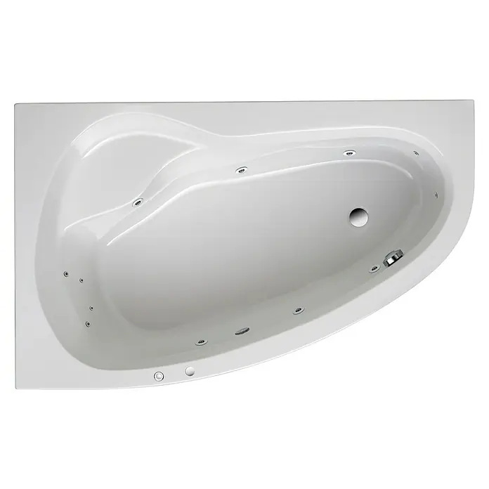 Ottofond Whirlpool Mauritius - 175 x 110 cm, Sanitäracryl, Weiß, Komfort, Linksseitig - Weisse Eckbadewanne mit Whirlpool-Funktion, ideal für entspannende Momente im Badezimmer. Das moderne Design passt perfekt.