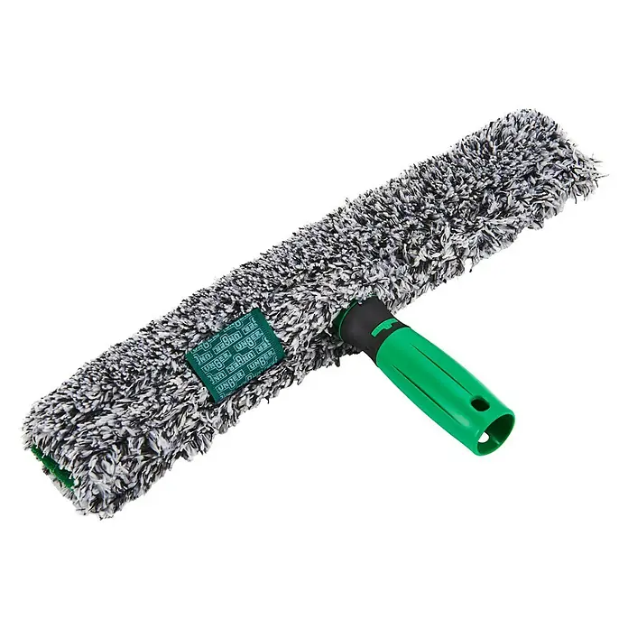Unger ErgoTec Glasreinigungs-Set 3in1 Advanced Kit - 3 -tlg. - Fensterwischer mit grau-weißem Mikrofaserbezug und grünem Griff für streifenfreie Reinigung. Praktisches Reinigungsgerät für glänzende Oberflächen.
