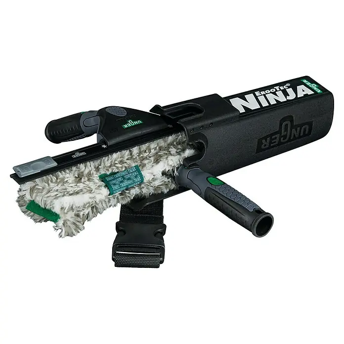 Unger ErgoTec Glasreinigungs-Set Ninja 4in1 Advanced Kid - 4 -tlg. - Unger ErgoTec Ninja Fensterwischer mit hochwertigem Bezug für professionelle Reinigungsergebnisse und bequeme Handhabung.
