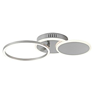 Just Light Plafón LED Sevent (29 W, L x An x Al: 50 x 33,4 x 8,2 cm, Plata, Blanco cálido)