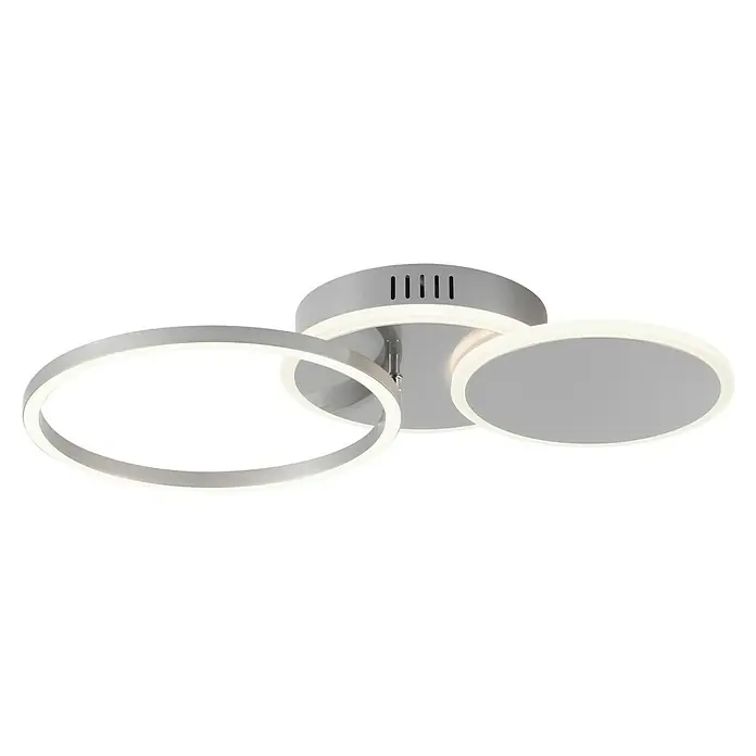 Just Light LED-Deckenleuchte SEVENT - 29 W, L x B x H: 50 x 33,4 x 8,2 cm, Stahl, Warmweiß - Moderne LED-Deckenleuchte mit drei Ringen. Elegant und energieeffizient für stilvolle Beleuchtung in jedem Raum.