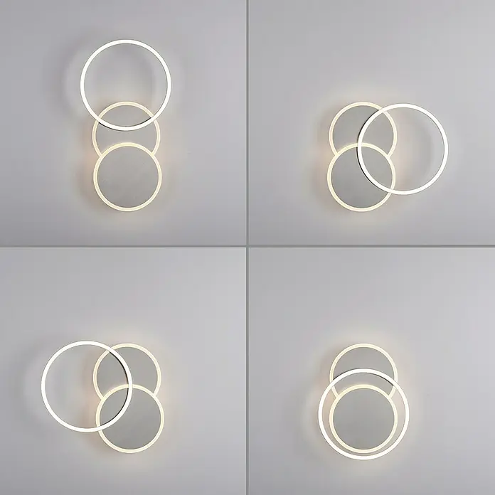Just Light LED-Deckenleuchte SEVENT - 29 W, L x B x H: 50 x 33,4 x 8,2 cm, Stahl, Warmweiß - Moderne LED-Wandleuchte mit kreisförmigem Design, ideal für stilvolle Innenräume. Die Leuchte sorgt für eine angenehme, indirekte Beleuchtung.